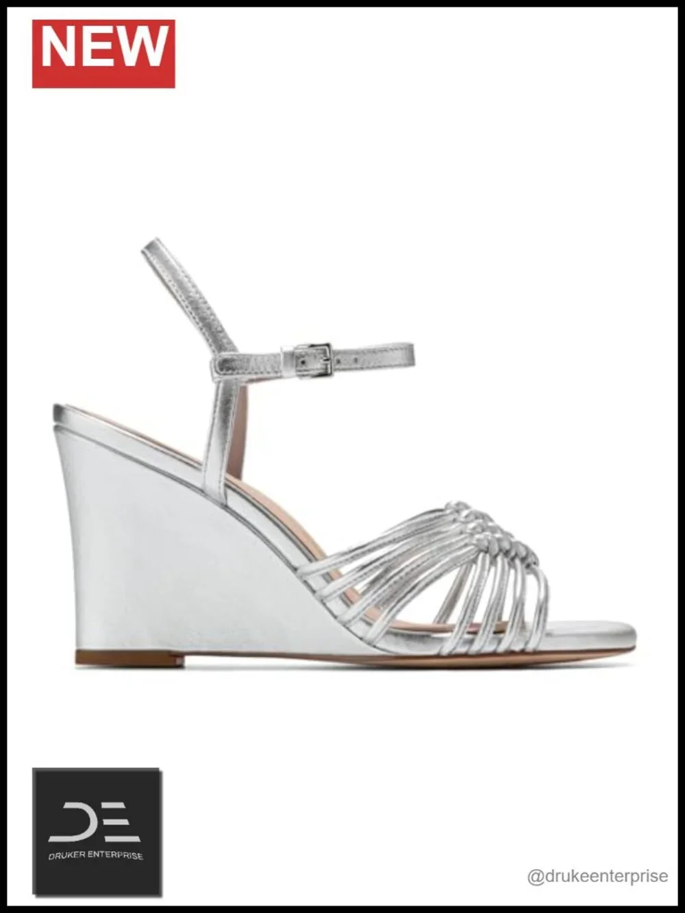 Wedge Sandals Strappy Ankle Strap 85mm Heel Vintage Knot